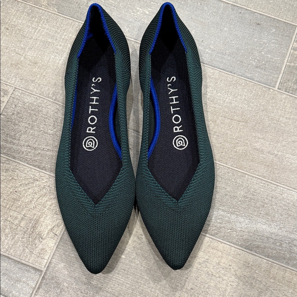 Rothy's Dark Green and Blue Trim Flats - Picture 5 of 8